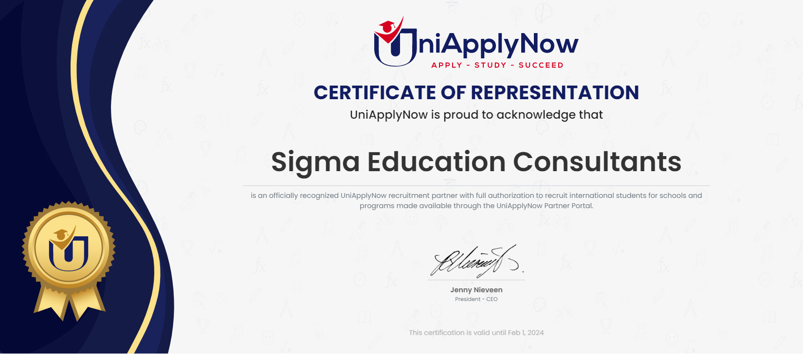 UniApplyNow Certificate